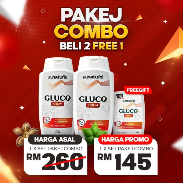 GLUCO SERUM 2 BTL 120ML + 1 BOTOL 70ML  PAKEJ COMBO